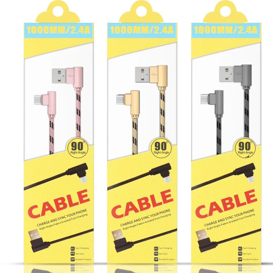 Micro USB cable 2.0 Fabric Braided Right Angle Micro 2.0 USB Cable A Male to Micro B Charge and Sync Cord for Android/Windows - ANKUX.COM