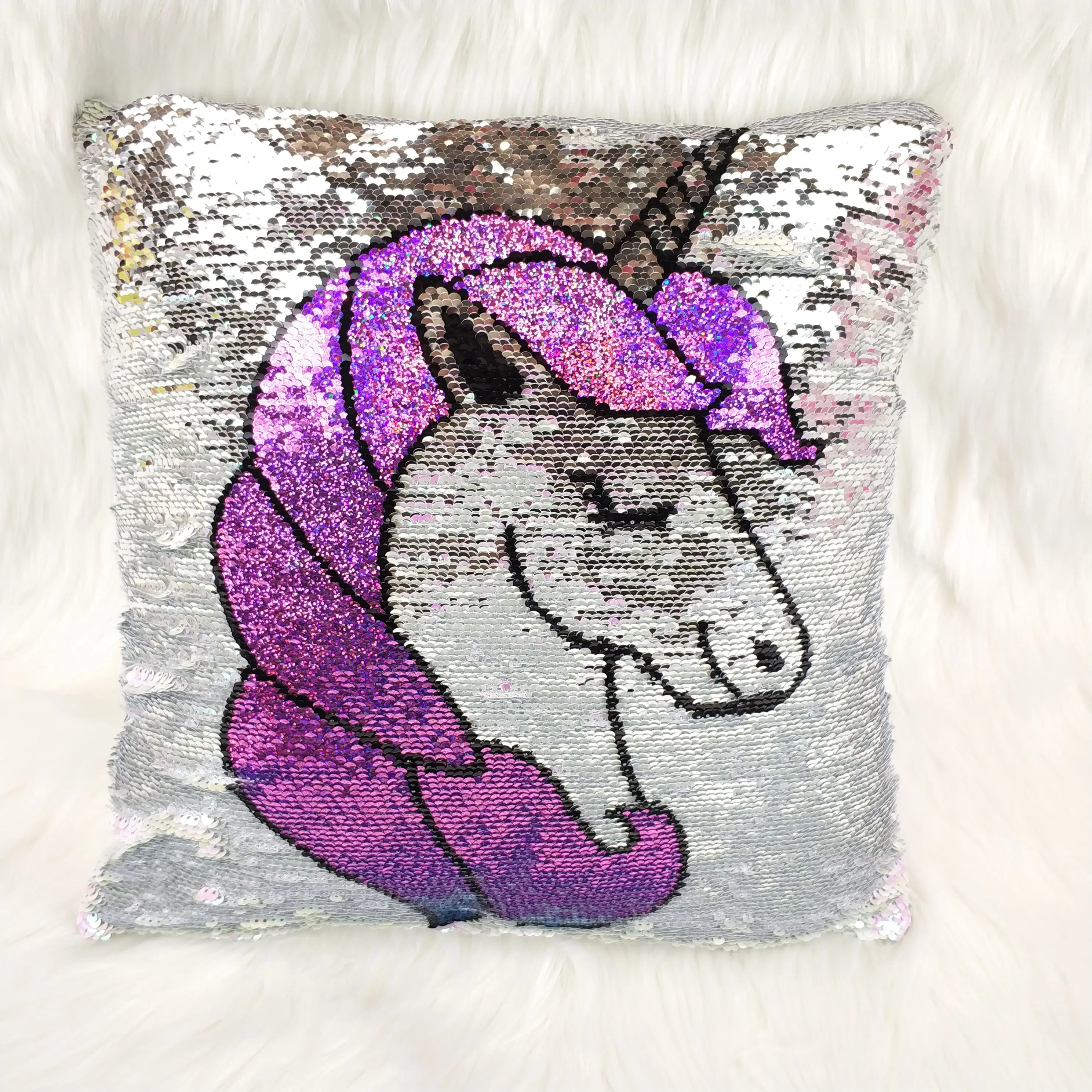 reversible sequin unicorn pillow