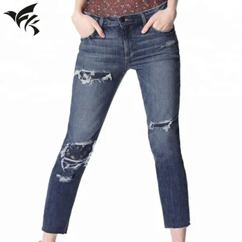 pantalones calças cortadas mulheres slim fit calças de brim por
