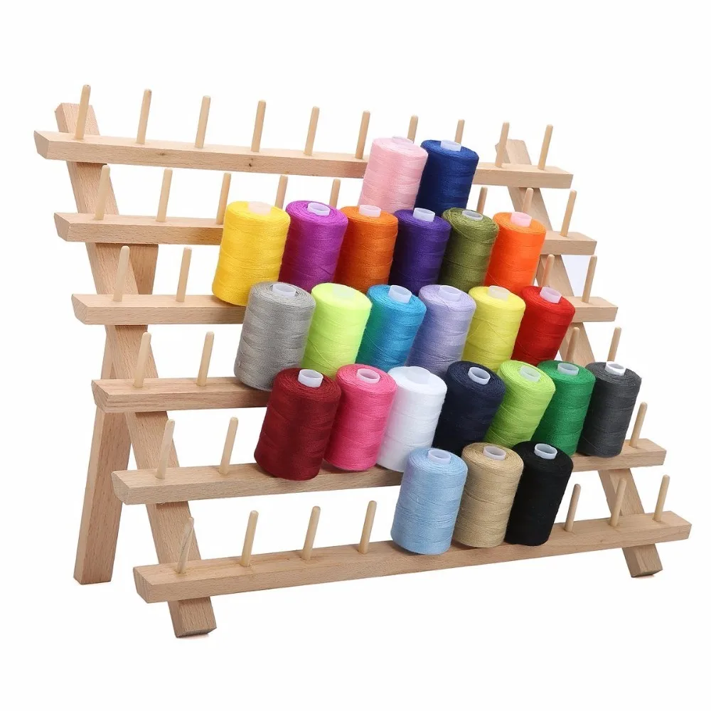 60 Spool Wooden Thread Rack And Organizer For Sewing Quilting