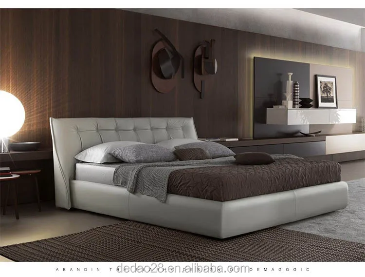 2023 New Design Modern Home Bedroom Furniture Set Genuine Leather Bed ...