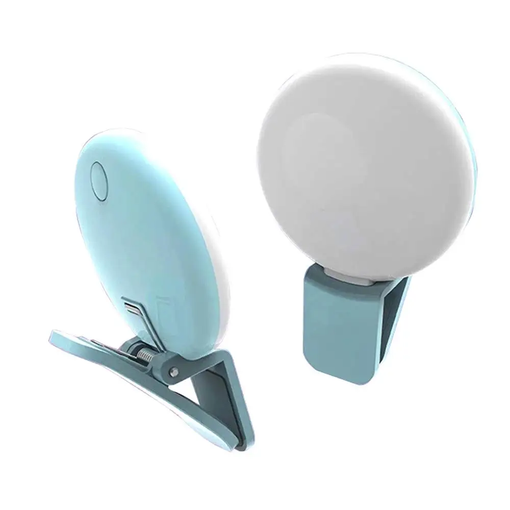 Selfie Ring Light, Rechargeable LED Fill-Light, Portable Clip-on Selfie Camera Light, 3-Level Adjustable Brightness