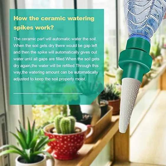 Plant Waterer,Ceramic Self Watering Spikes Set Of 4,Automatic Flower