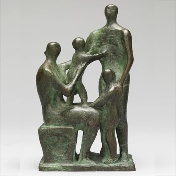 Custom Abstract Naked Bronze Father And Mother With Children Statue