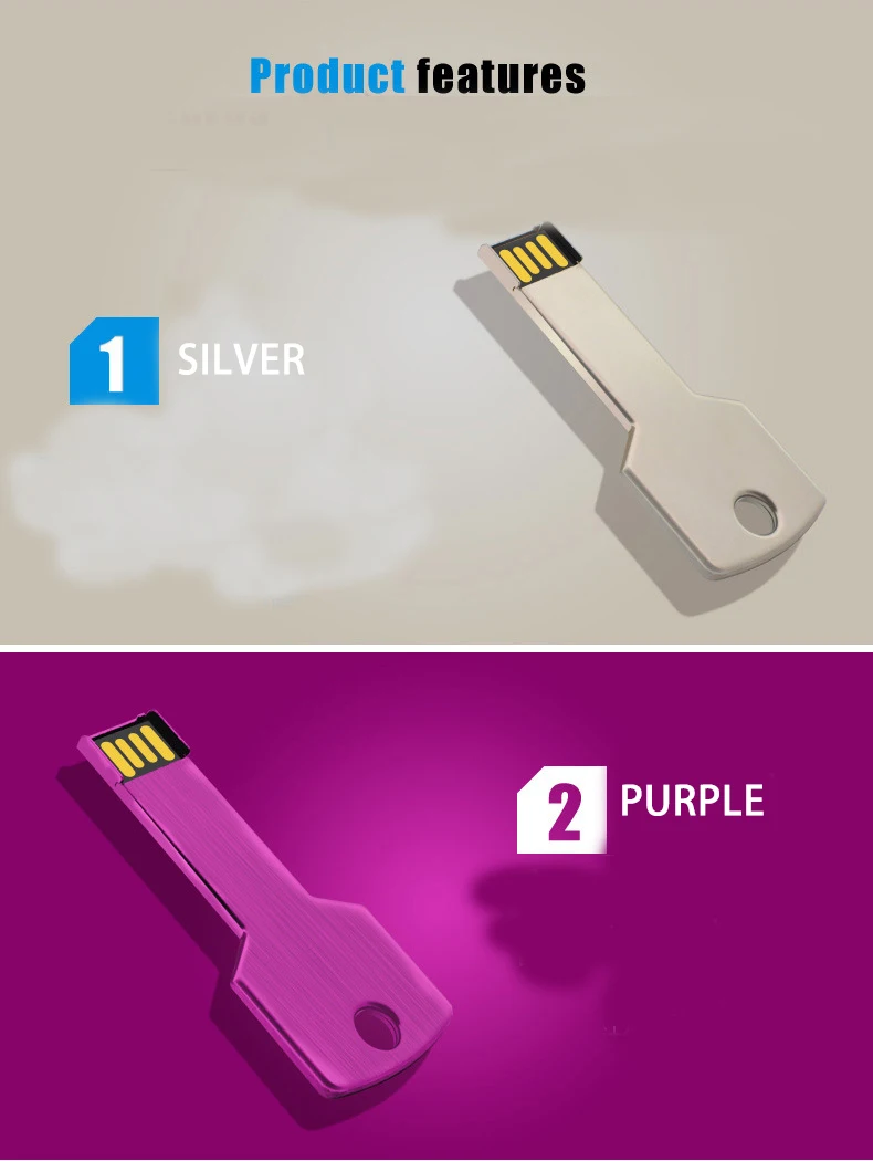 Hot Sale Metal Key Shaped Usb Flash Drive 2GB 4GB 8GB 16GB 32GB 64GB Memoria Stick With Custom Logo - ANKUX.COM