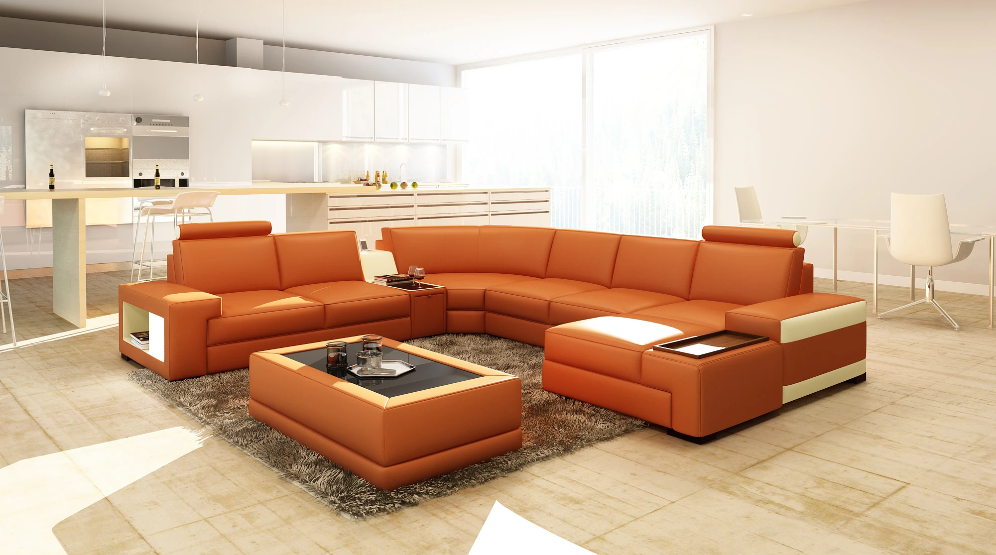 Evergo Modern Multifunctional Sectional Leather Sofa Set With Music Player Led Light Bookcase Coffee Table Buy Function Sofa Furniture Living Room Led Sofa Product On Alibaba Com