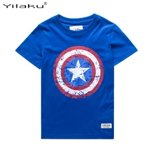 2016 Cotton Boys T-shirts Captain America Short Children t shirt For 1~11 Y Boy Cartoon Tops Tees Summer Kids Clothes CG050