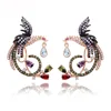 LUOTEEMI Wholesale Fashion Jewelry Luxury Rose Gold Multi Cz Micro Pave Setting Phoenix Bird Jewelry Earrings Women