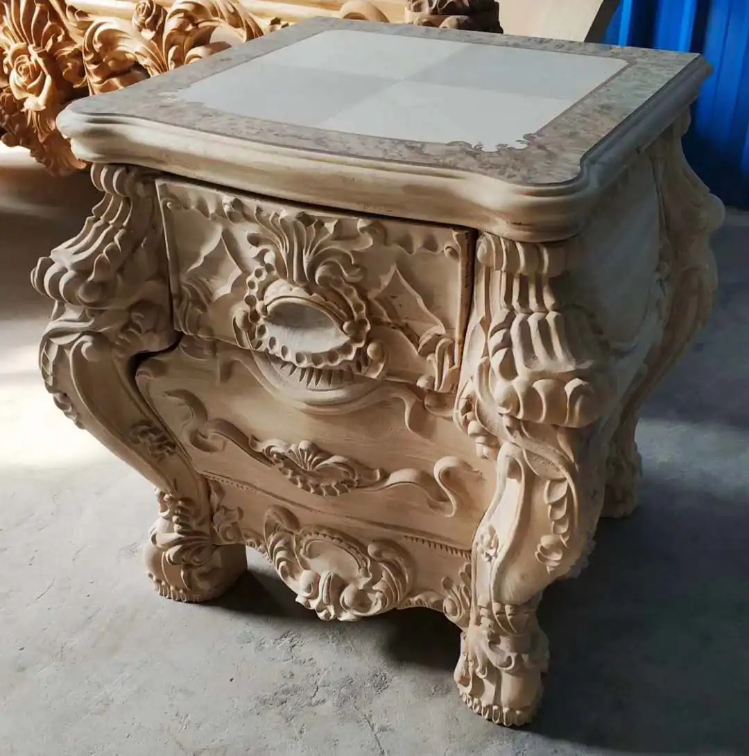 Italian classical king throne wood bedroom set