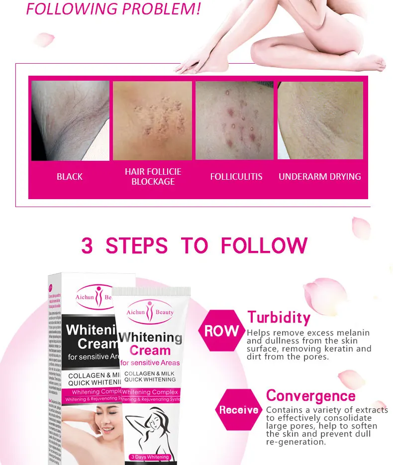 Aichun beauty Private Parts Knees Underarm Best Whitening Cream for sensitive areas