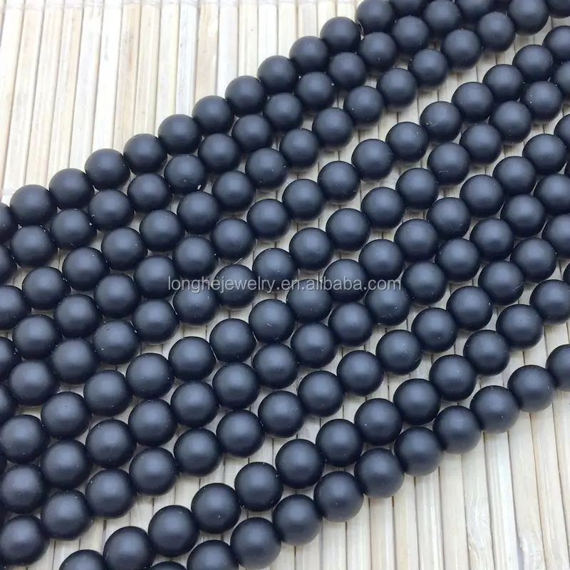 Wholesale Stone Beads Loose Strand Matte Black Onyx Quartz 6 Mm 8 Mm Good For Diy Jewelry Making