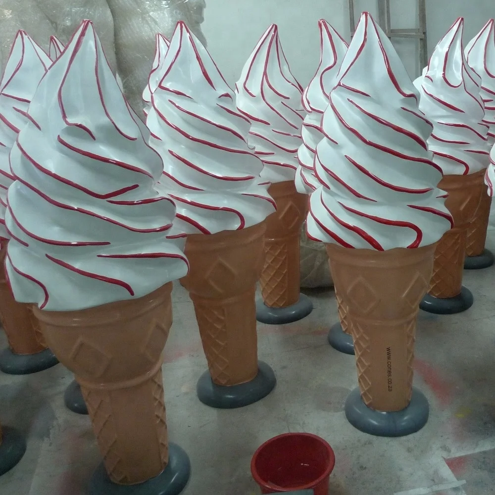 Ice Cream Decoration Shop Furniture Fiberglass Ice Cream Cone On