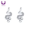 AIDAILA Fashion Personalized Jewelry Micro Pave Animal Shapes Snake Zircon 925 Sterling Silver Stud Earrings