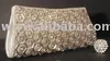 Silver Satin Clutch Purse with Large Delmontes