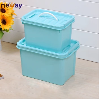 teal plastic storage bins