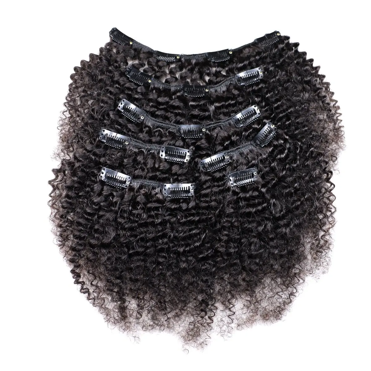 KeLang Hair African American Afro Kinky Curly Clip In Human Hair Extensions Brazilian Virgin Hair Natural Color 4B 4C Afro Kinky Curly Clip Ins For Black Women 12inch 7pcs/lot,120gram/set