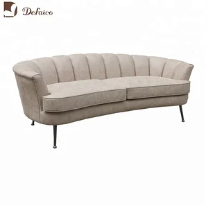 Upholstery Velvet Fabric Curved Back Sofa Simple Design