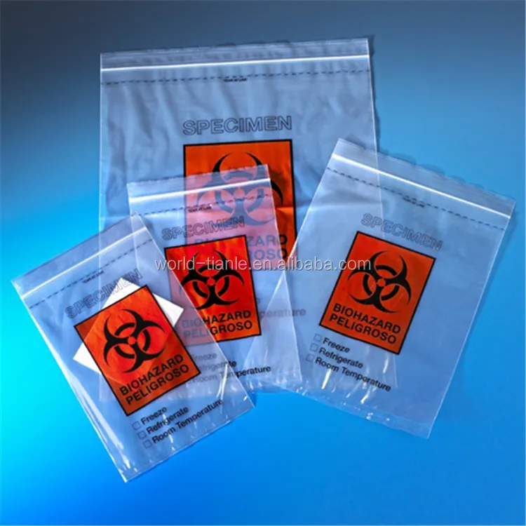 Biohazard Specimen Transport Ziplock Bag With Document Pouch,6x9'',2mil