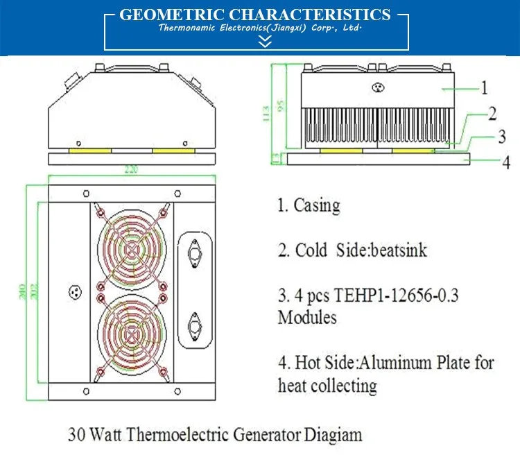 30 Watts Mounting Type Thermoelectric Power Generator Teg3012vm
