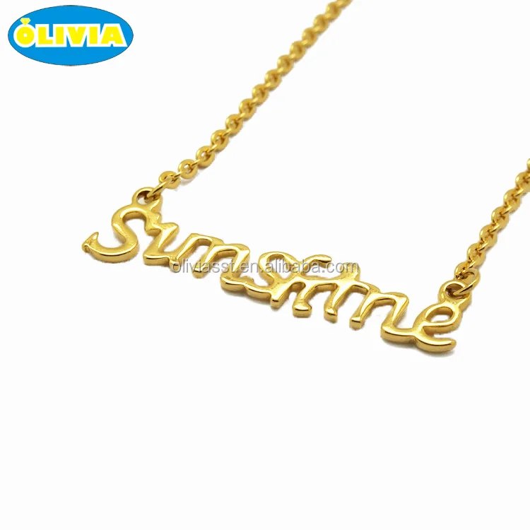 custom jewellery 18k gold plated stainless steel fashion personalized name necklace women statement necklace
