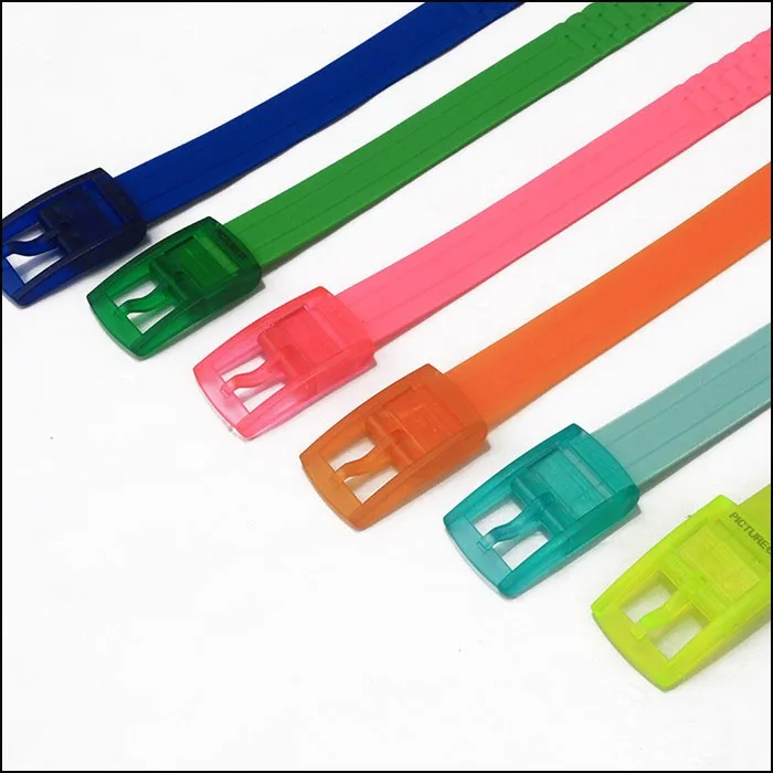 Hot sale candy women colorful plastic belts, clear plastic belts