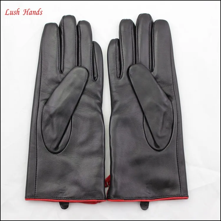 ladies fashion genuine sheepskin tops leather hand gloves with zipper winter wholesale