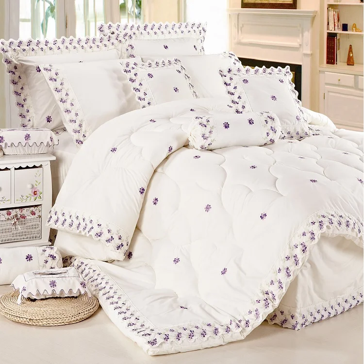 Kosmos China Supplier Bright Color Bedding Set Embroidery Lace