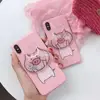 Pink Pig Case for iPhone X XS XR MAX 10, Wire Drawing Surface Protective Phone Cover for iPhone 6 6s 7 7plus 8plus