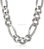 Men's Stainless Silver Plated Italian Solid Figaro Chain Necklace Detachable Long Link Chain