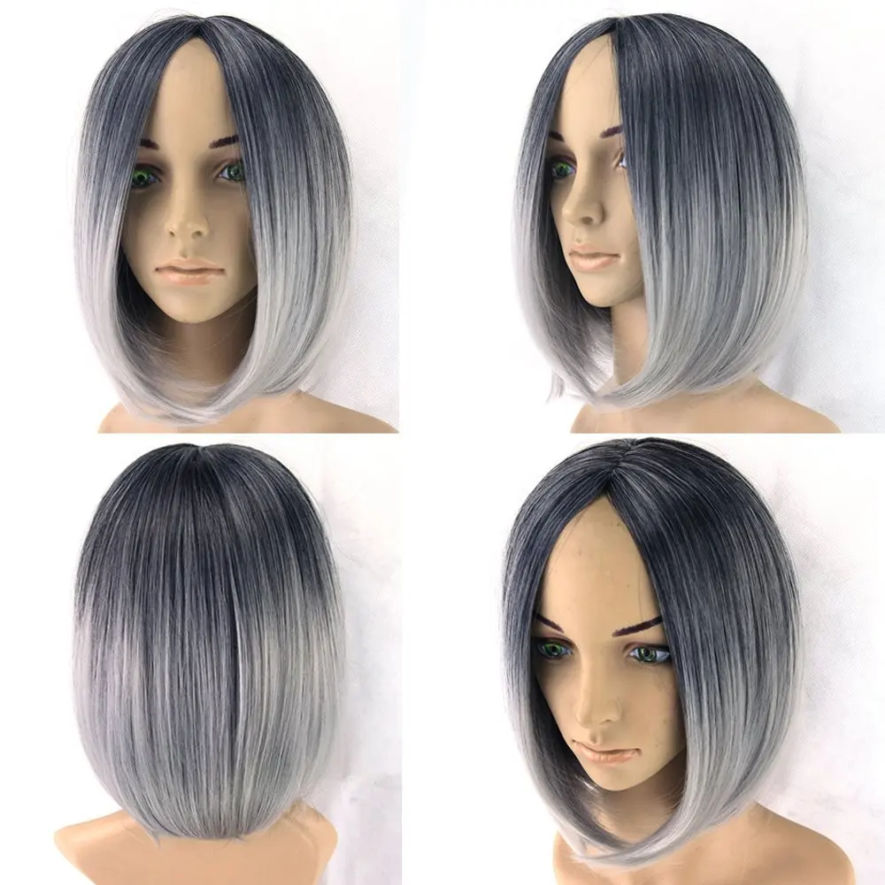 black and white bob wig