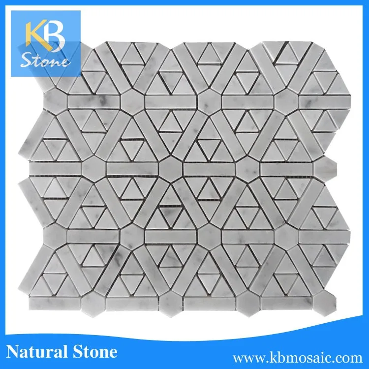 Hexagon shape marble mosaic natural stone 3d wall and floor tile