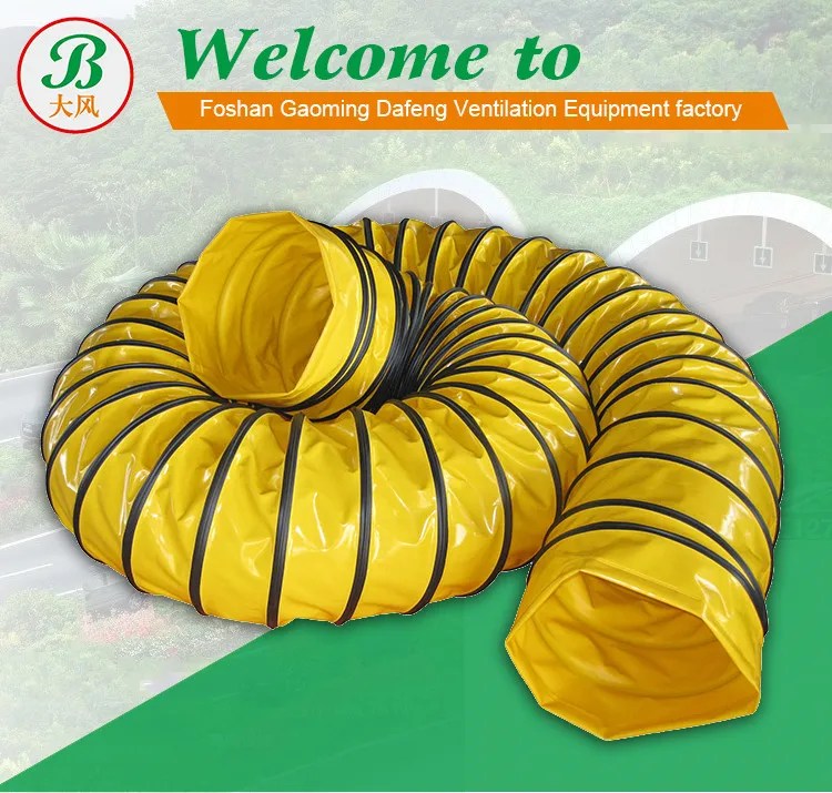 Yellow Pvc Fire Resistant Flexible Air Duct Hose With Carrying Bag