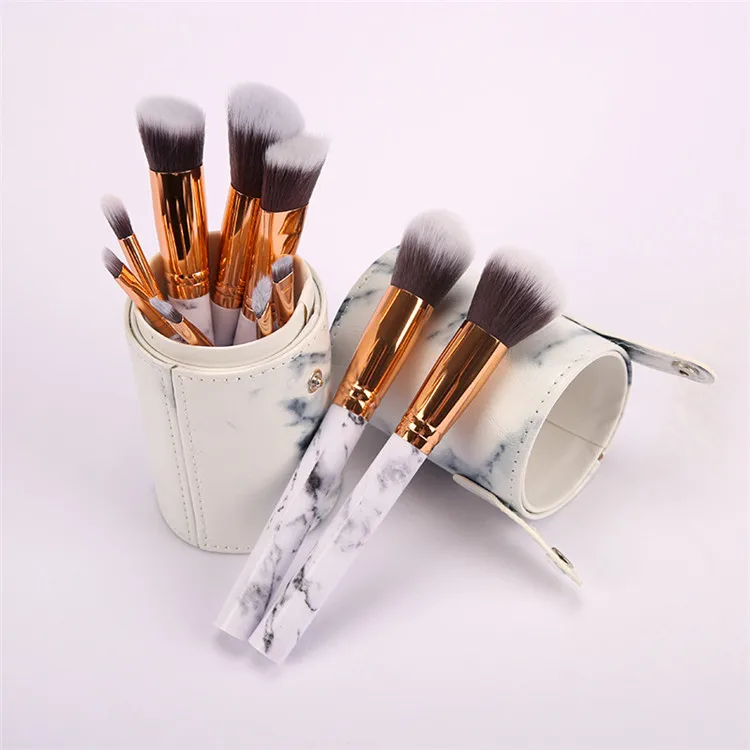 Marble Makeup Brushes 10pcs Soft Synthetic Make Up Brush Set For ...