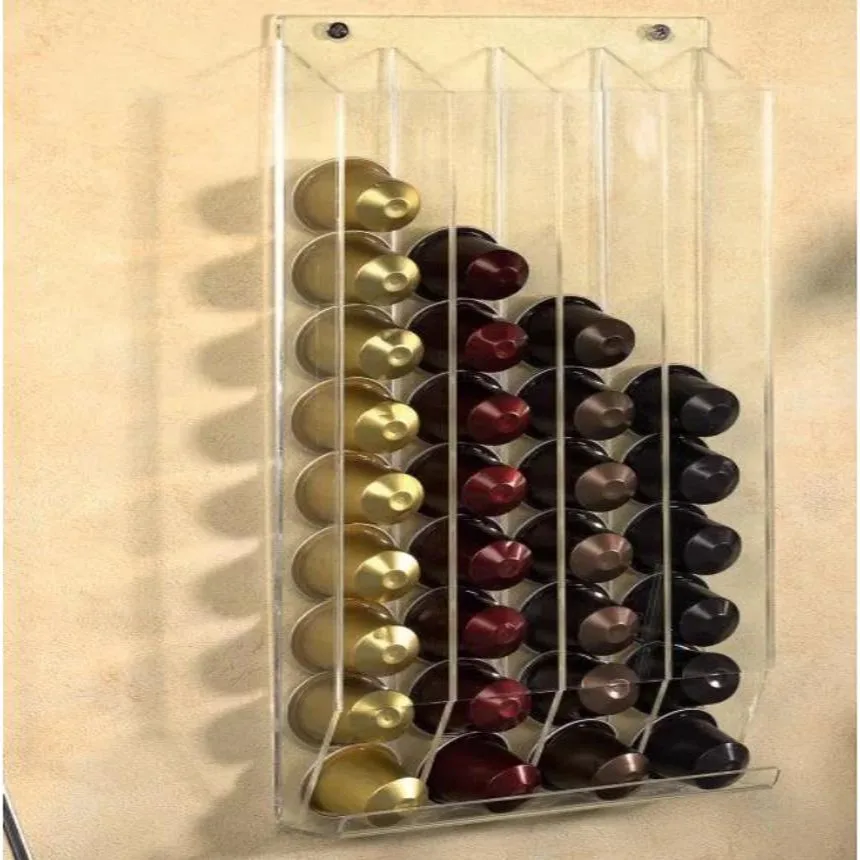 Durable Acrylic Coffee Capsules Pod Wall Hanging Storage Holder Wall Mounted Nespresso Coffee