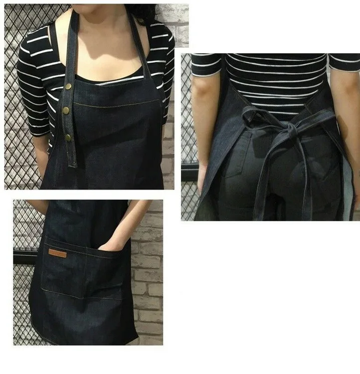 Top Quality Waterproof Denim Apron Heavy Duty Chef Jean Apron For