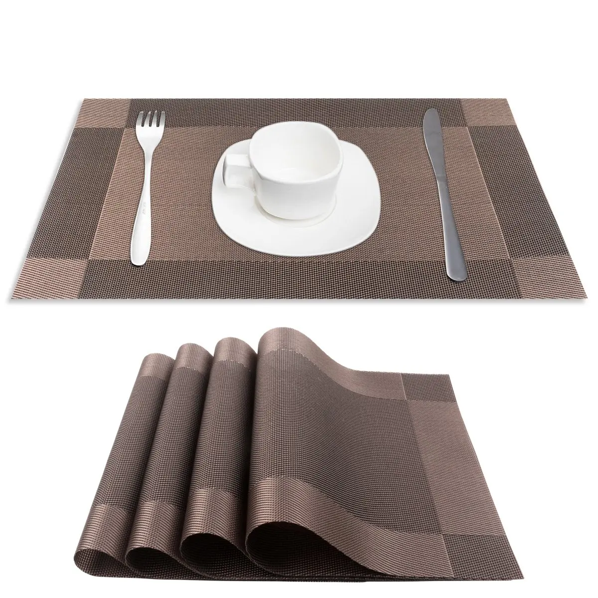 PVC Place Mats, CSYS Heat Insulation PVC Placemats Stain Kitchen Tool Tableware Pad Coaster Coffee Tea Place Mat Decorative Vinyl Placemats for Dining Table (Blown)