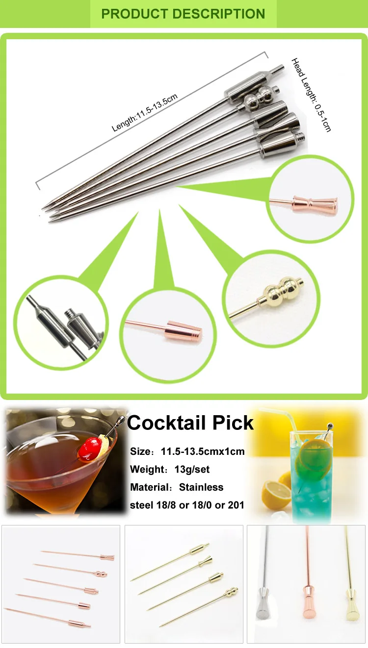 100 Food Grade Ecofriendly Stainless Steel Creative Cocktail Picks