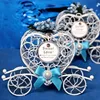 Wedding Candy Favor Box Blue Flower and Bow Metal Carriage Chocolate Box