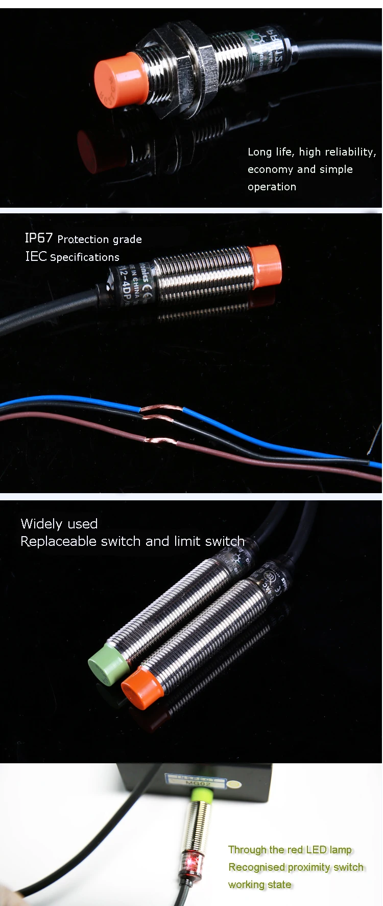 Baomain Proximity Sensor Switch PR08-2DN 3-Wires Inductive DC 10-30V
