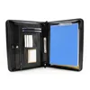 Black genuine leather file folder 2 hole folder 2 ring binder portfolio folder