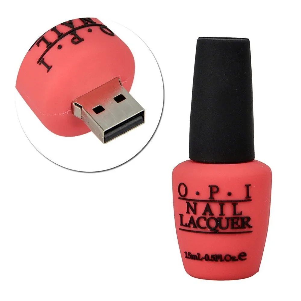 16GB USB 2.0 Flash Drive Unique Nail Polish Bottle Shaped Memory Stick Rose - ANKUX.COM
