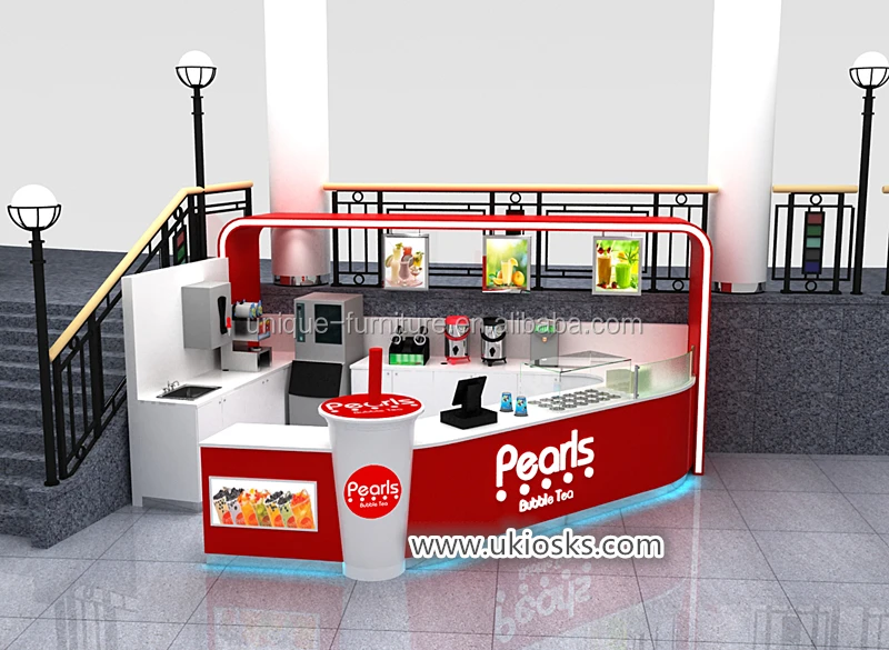 Sleek Shopping Mall Bubble Tea Bar Counter Bubble Tea Shop Interior