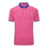 White&pink stripe short-sleeve polo shirt men youth casual polo shirts customized logo