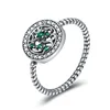 925 Silver Plated CZ Diamond Jewelry Finger Ring Unique Design Leaf Tree Shaped Ring for Women