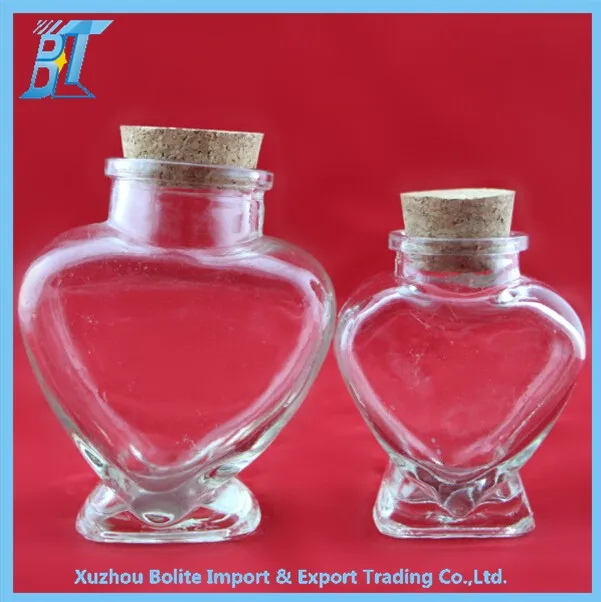 Creative Gift 50ml100ml Heart Shaped Glass Sweet Jar Candy Storage Jar