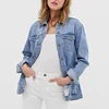 wholesale denim jackets light blue wash womens oversized jean jacket