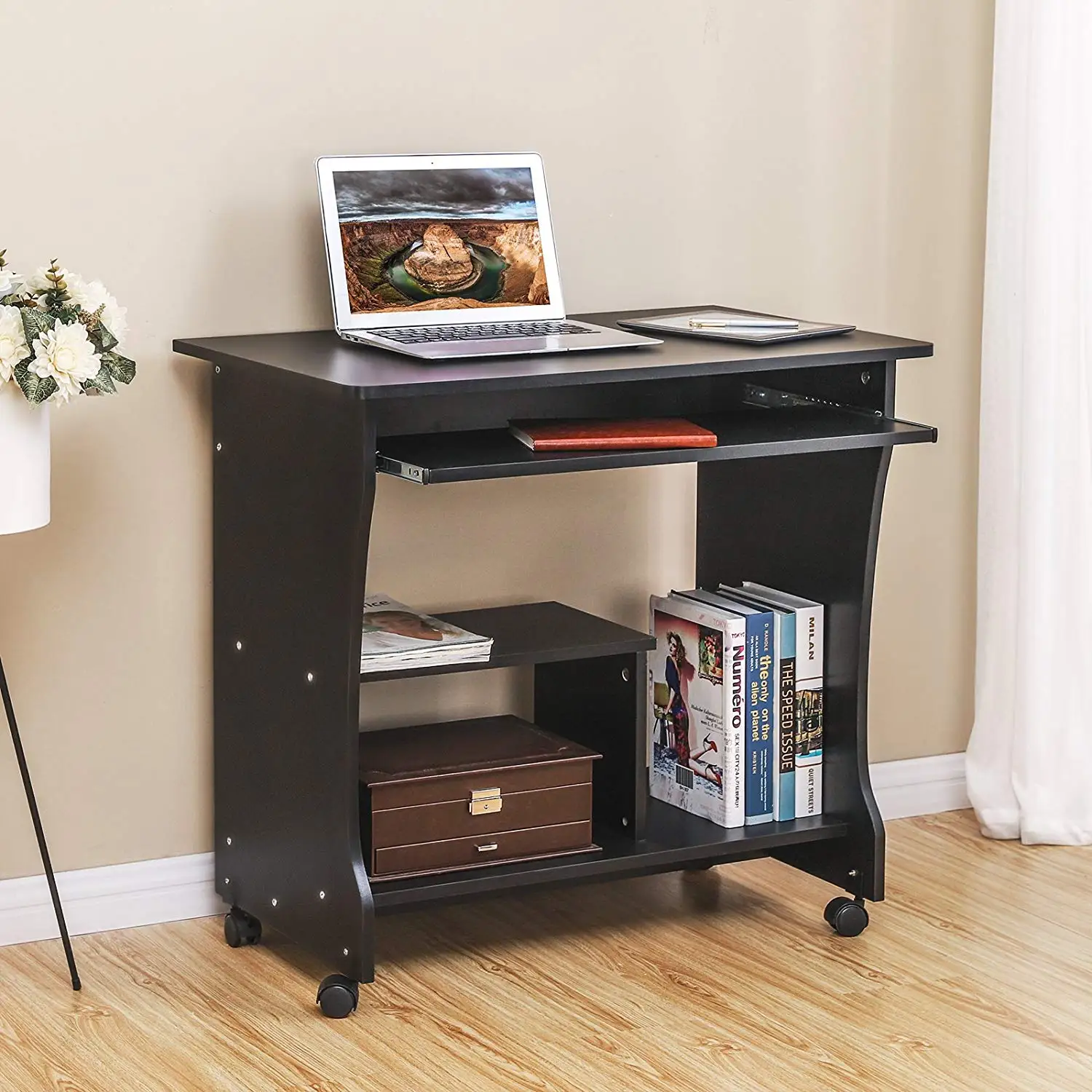 Movable Computer Desk Home Office Desk For Small Spaces Sturdy
