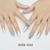 New Glitter Fake Nails with Glue Full Cover Coffin Shaped False Nail Tips Pressed on Nails
