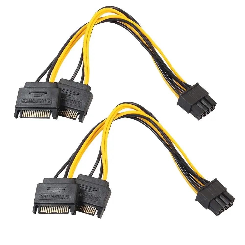 15pin SATA to 6pin PCI-e PCI Express Adapter Cable for Video Card by ttnight 2pcs