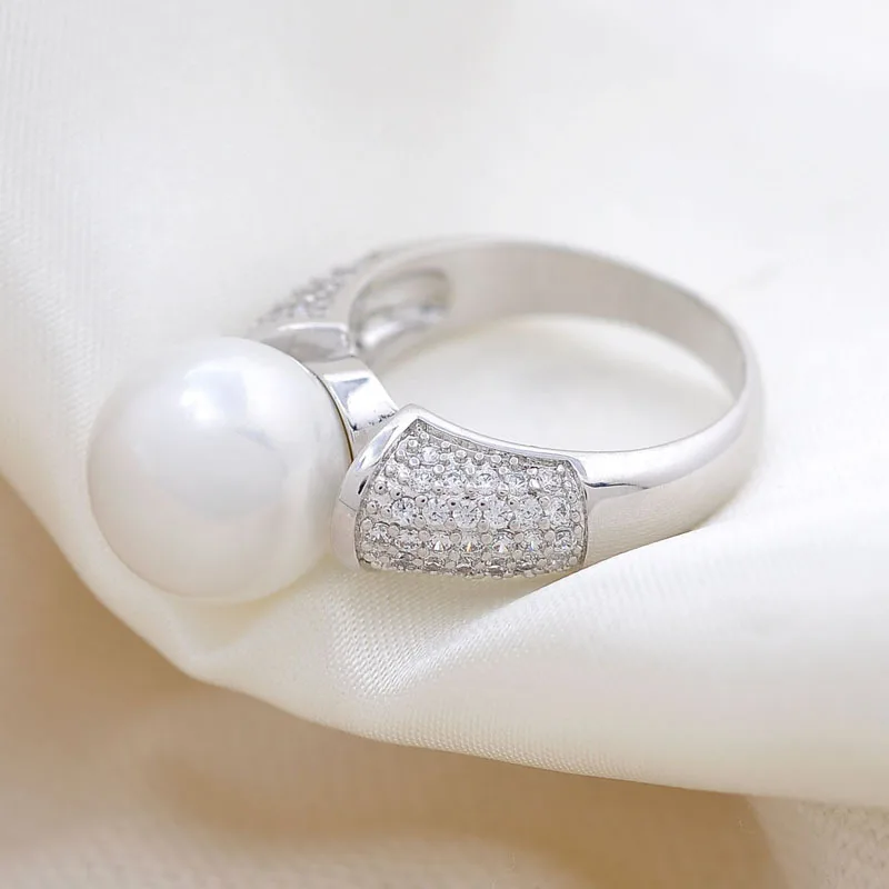 Latest Design Cz Micro Pave Pearl Ring Jewelry Finger Ring Buy Pearl
